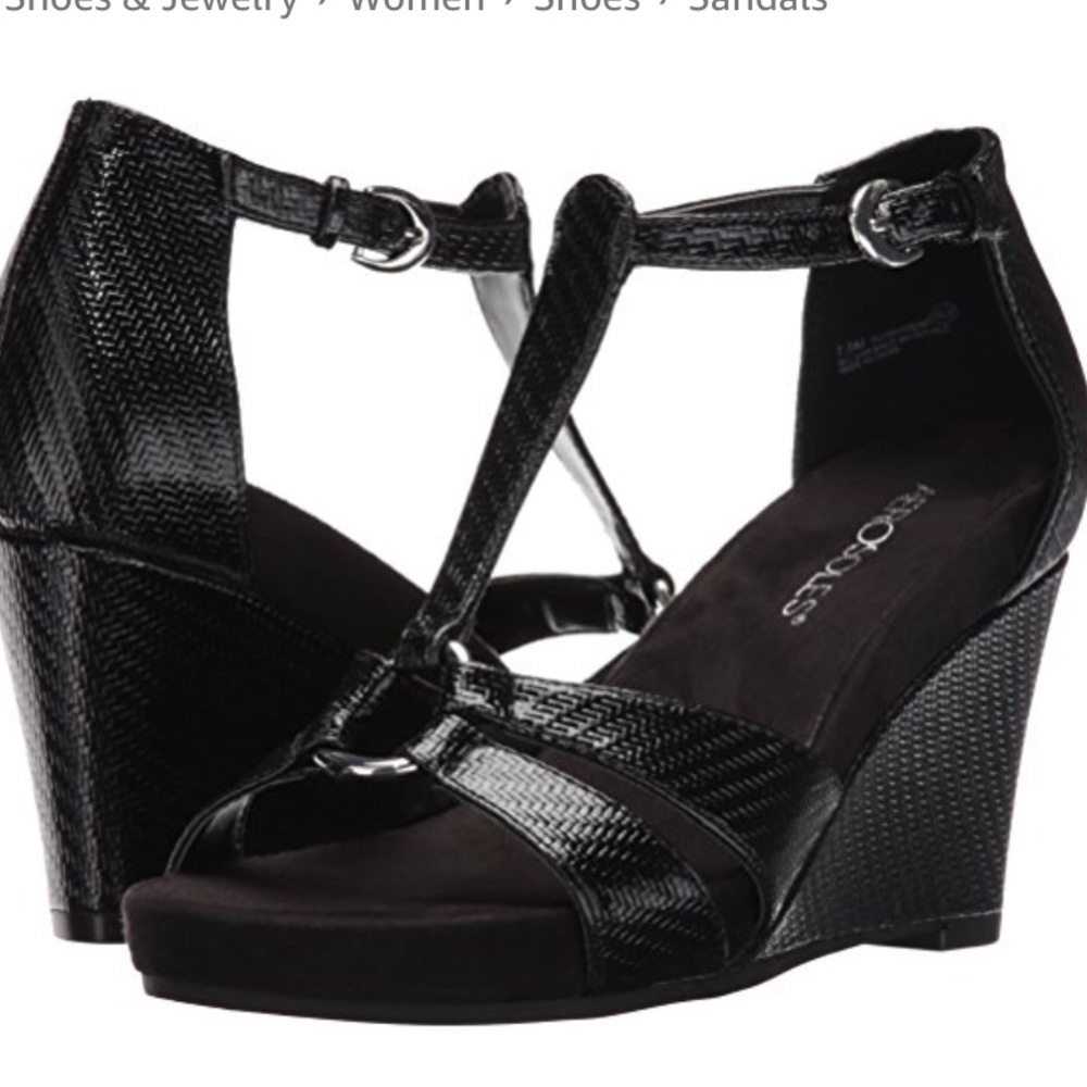 Aerosoles Plush Head black Wedges sz12